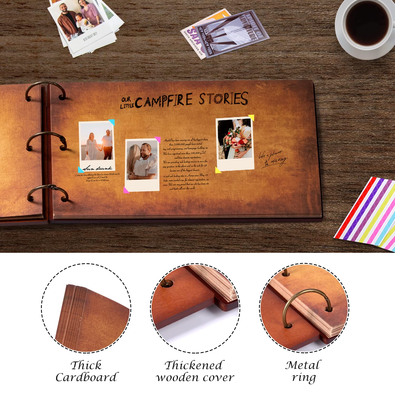 Our Adventure Book 80 Páginas con Diy Kit,Álbum de Fotos para Pegar y Escribir,Scrapbook Álbum de Viaje,Regalo para Hombre Navidad, Aniv versario,Cumpleanos,Familiares,Boda