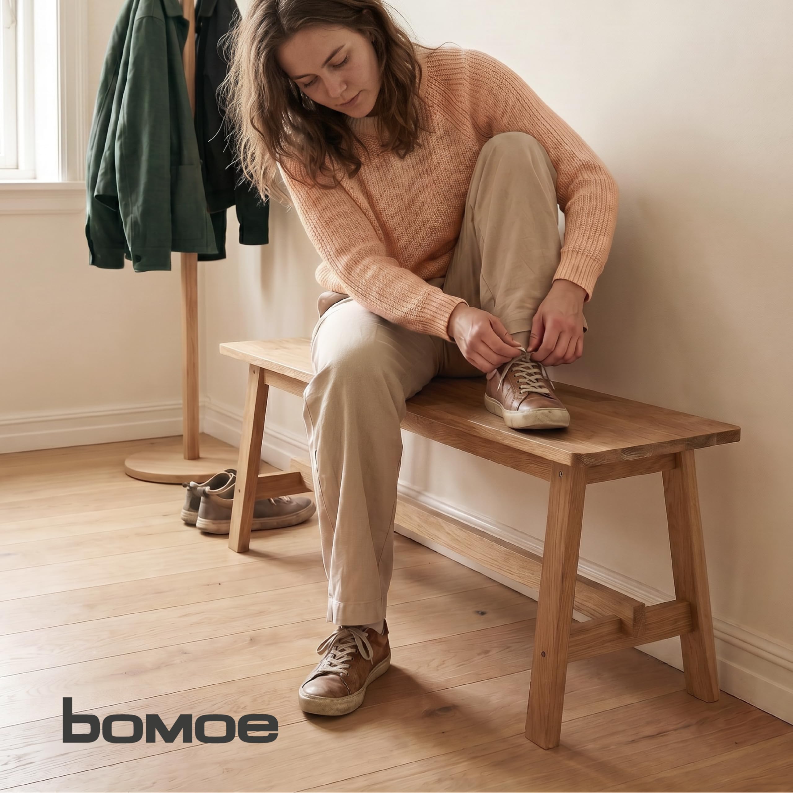 bomoe Panca Legno Rovere Massello FSC® Moderna Stabile fino a 250 kg Cucina | 100x29x45cm per Ingresso Sala da Pranzo Bagno oliato corridoio Bamberg