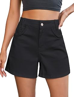 luvamia Jean Shorts for Women Trendy Wide Leg Mid Thigh Casual Summer Stretchy Denim Shorts Jorts with Braided Pockets