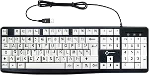 Geemarc Telecom White Large Letter Keyboard with Big Black