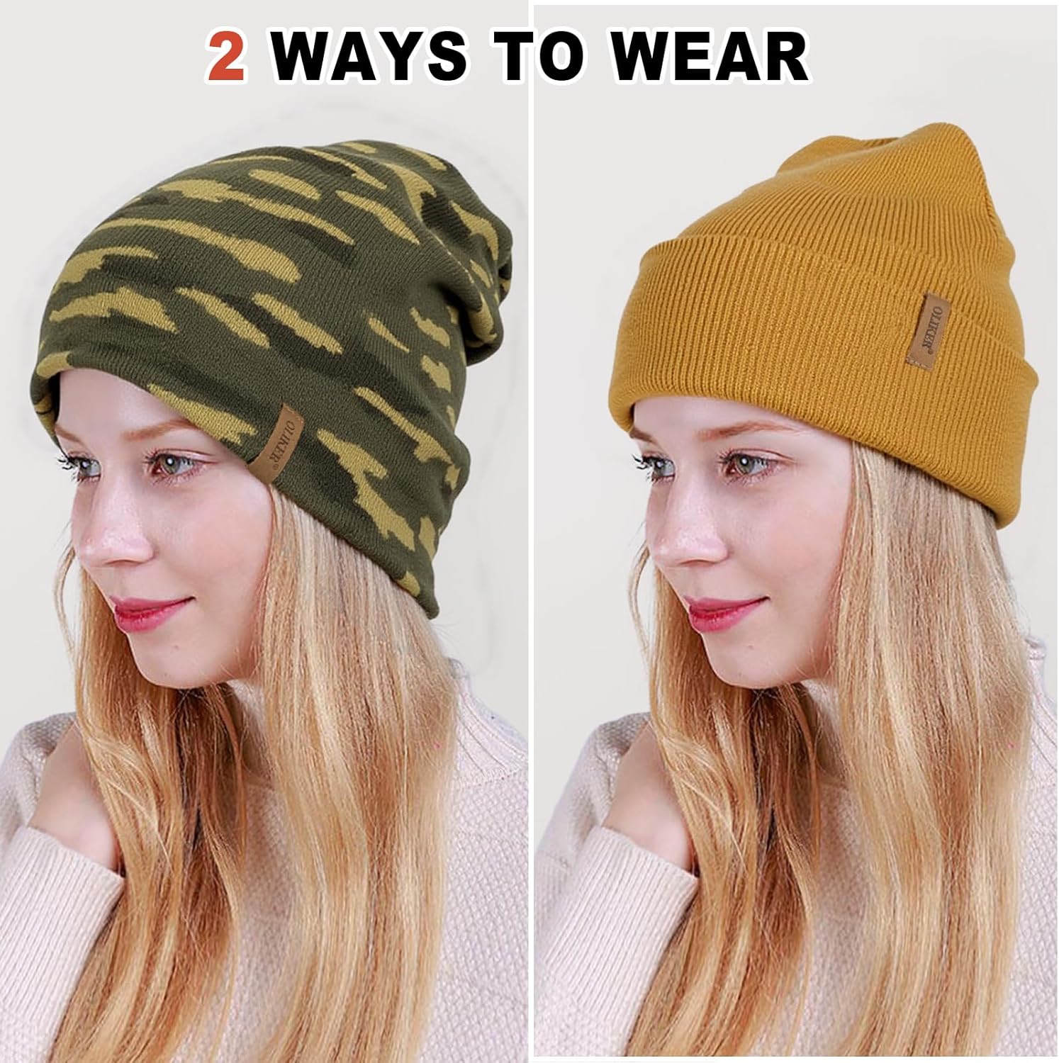 3 Pack Beanie for Men Women, Winter Double Layer Warm Knit Cuffed Hat Stylish Slouchy Skull Cap for Cold Weather - Image 6