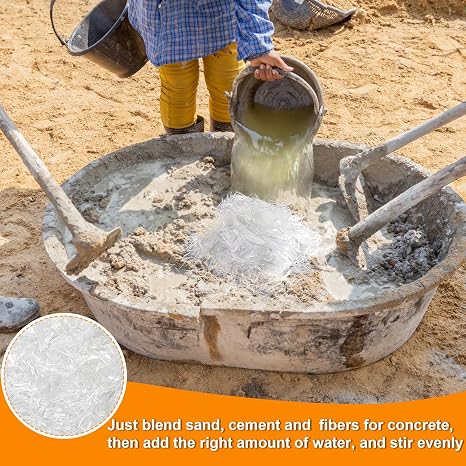 ZENFUN 4.4 Lb Fiberglass for Concrete Cement, 3/4(19mm) Length Fiberglass Chop Strands for Mortar Concrete Reinforcement, Fiber Additive White Fiber Glass for Building Walls Garden Floor