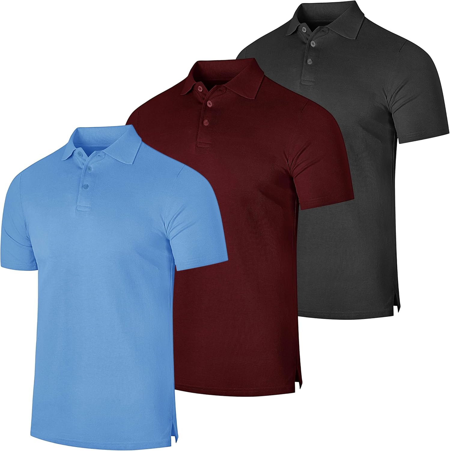 Real Essentials 3 Pack: Men's Cotton Pique Short Sleeve Polo Shirt - Performance Polo (Available in Big & Tall)