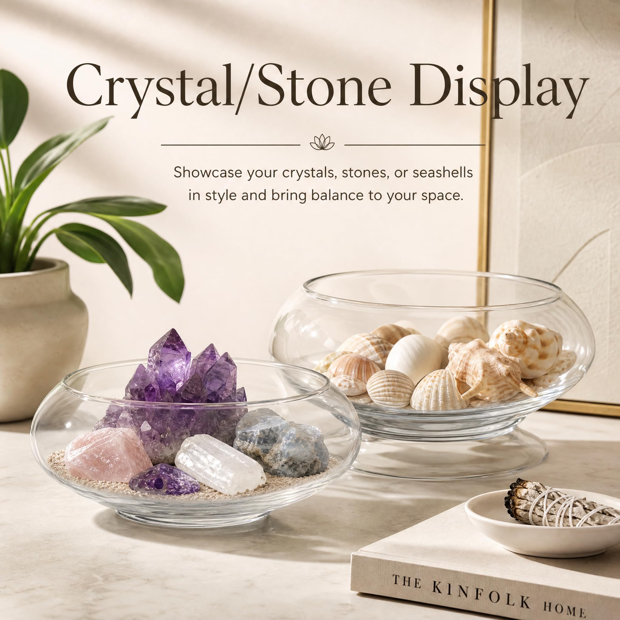 ZENFUN Paquete de 2 jarrones de Cristal, 15 cm, 20,5 cm de Ancho, terrario Redondo, Maceta hidropónica de Vidrio, Recipiente Floral Transparente para Centro de Mesa, decoración del hogar