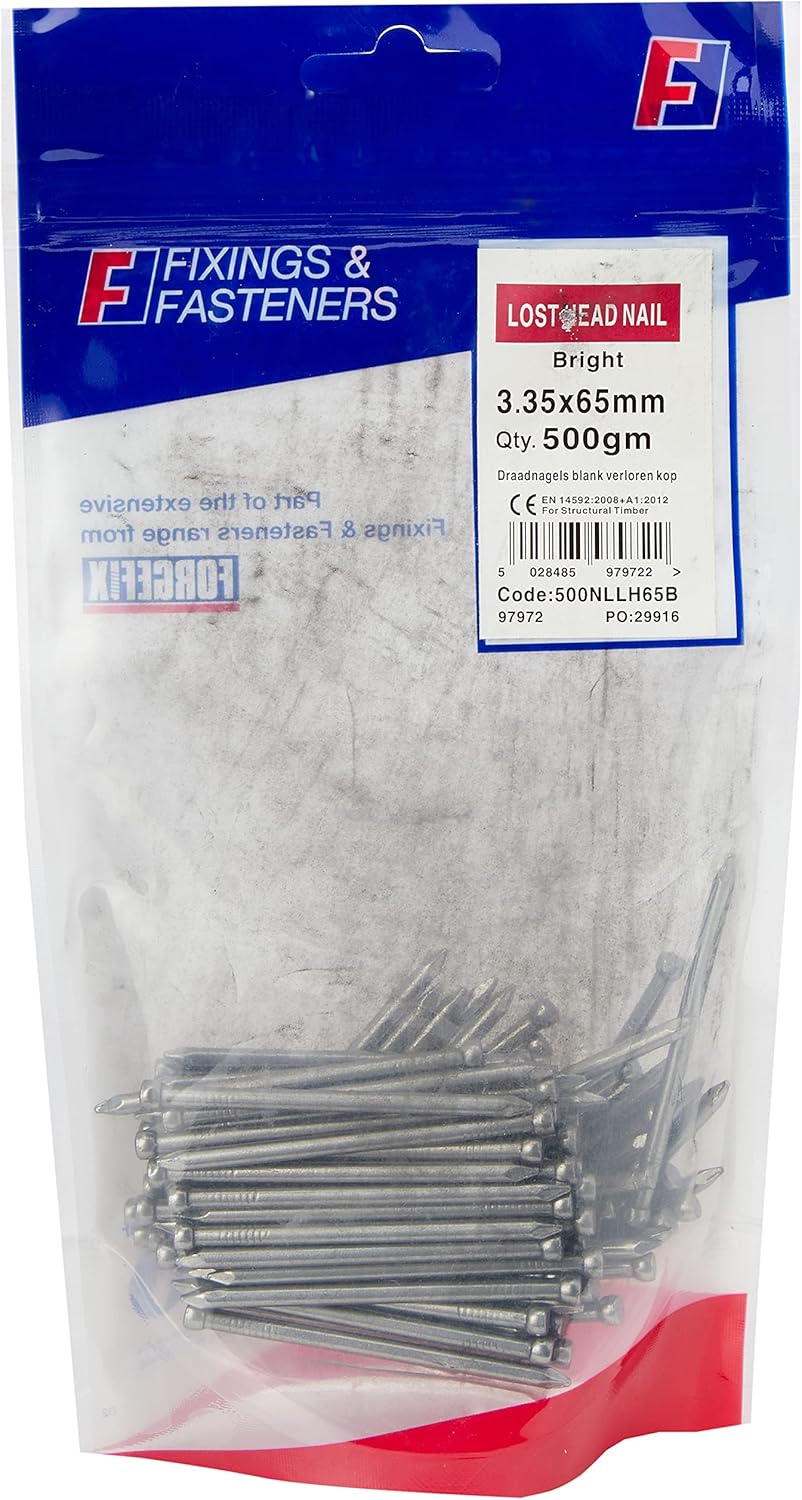 Lost Head Nails | 3.35 x 65mm | Bright | Bag 500gm