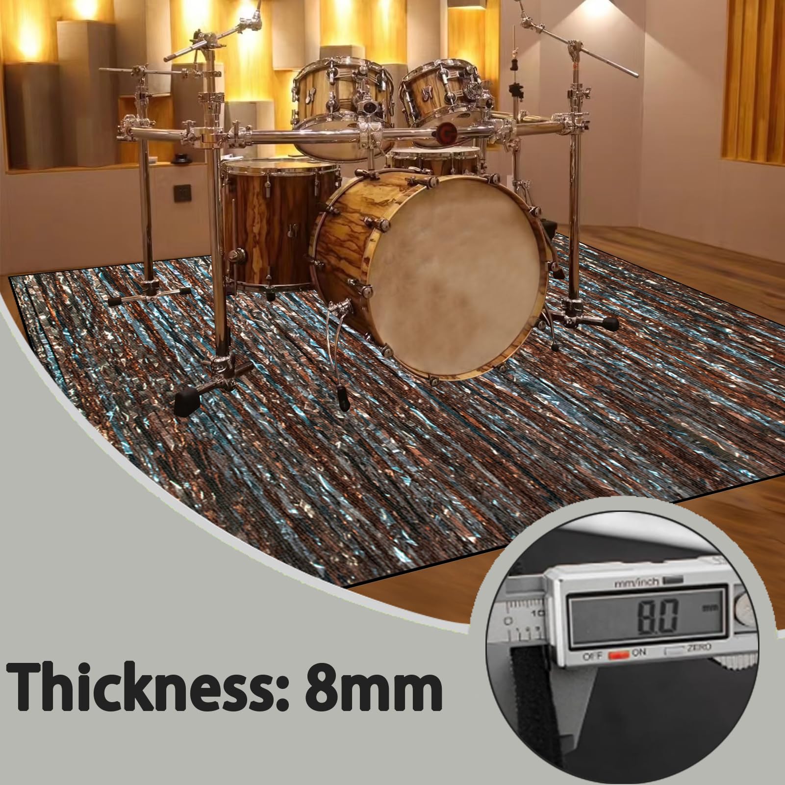 Mata do perkusji akustycznej dźwiękoszczelna mata bębnowa antypoślizgowa mata dźwiękochłonna do baterii elektronicznych akcesoria perkusyjne instrumenty muzyczne mata podłogowa 120 x 90 cm