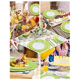 WDF 150Pcs Green Plates Disposable - Baroque Green and Gold Plates - 25Guest Plastic Dinnerware Ideal for Party/Spring/Picnic
