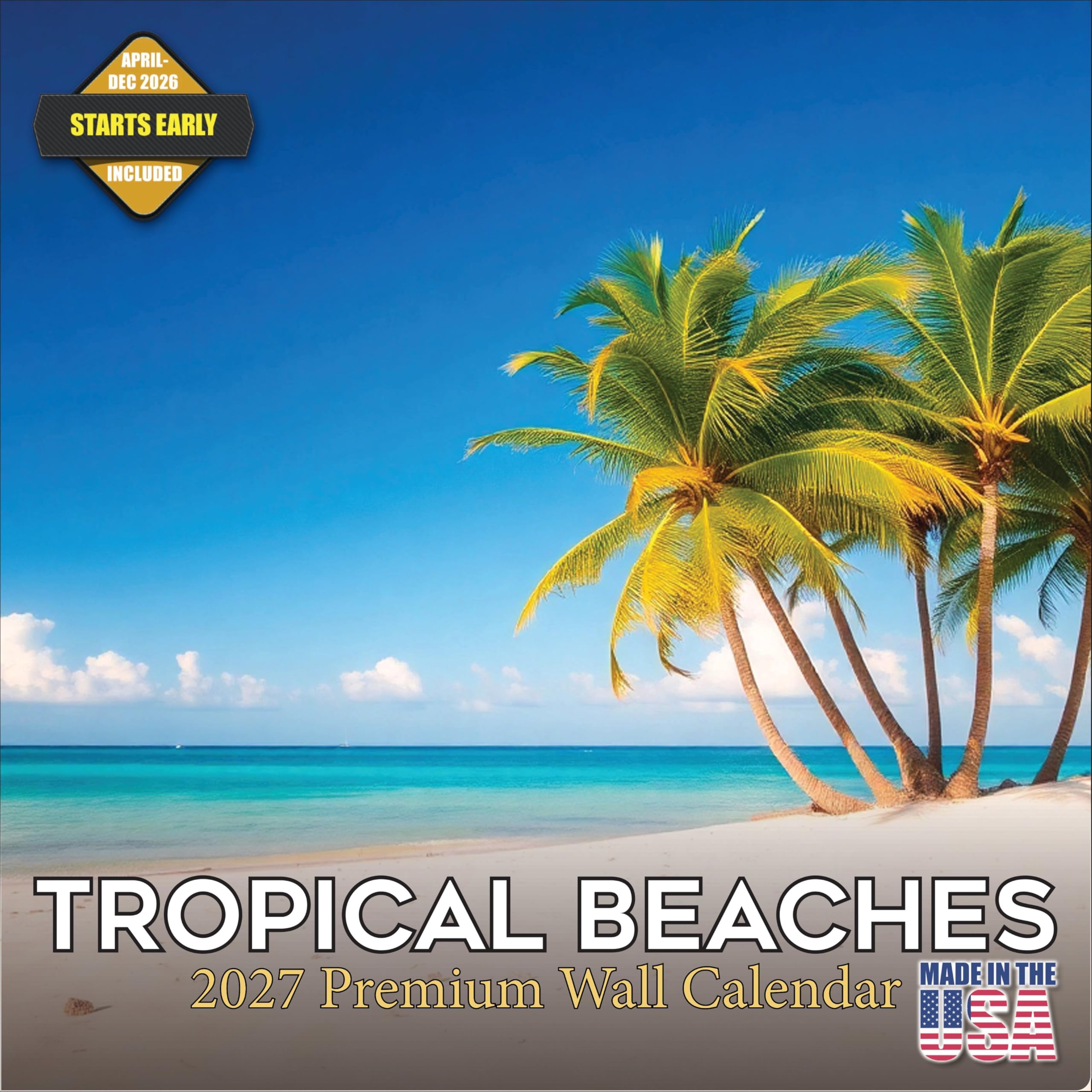2027 Amazing Beaches Calendar - Islands Monthly Wall Calendar, 16 Month 12x24 Wall Planner, Thick No-Bleed Paper, Large Grid, Giftable Beach Calendar for Teachers, Home, Office, Made in USA
