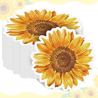 Kosiz 100 Pcs Sunflower Paper Napkins Sun Flower Shaped Cocktail Napkins | Floral Guest Napkin Yellow Flower Decorative Hand Towels for Party Summer Birthday Home Supplies