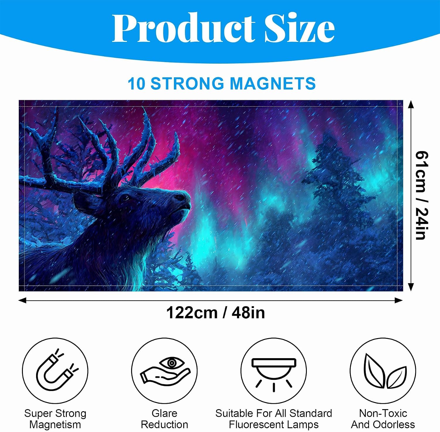 2 Pack Fluorescent Light Covers- 4 x 2 Feet Magnetic Ceiling Light Cover Room Supplies (Color 12)