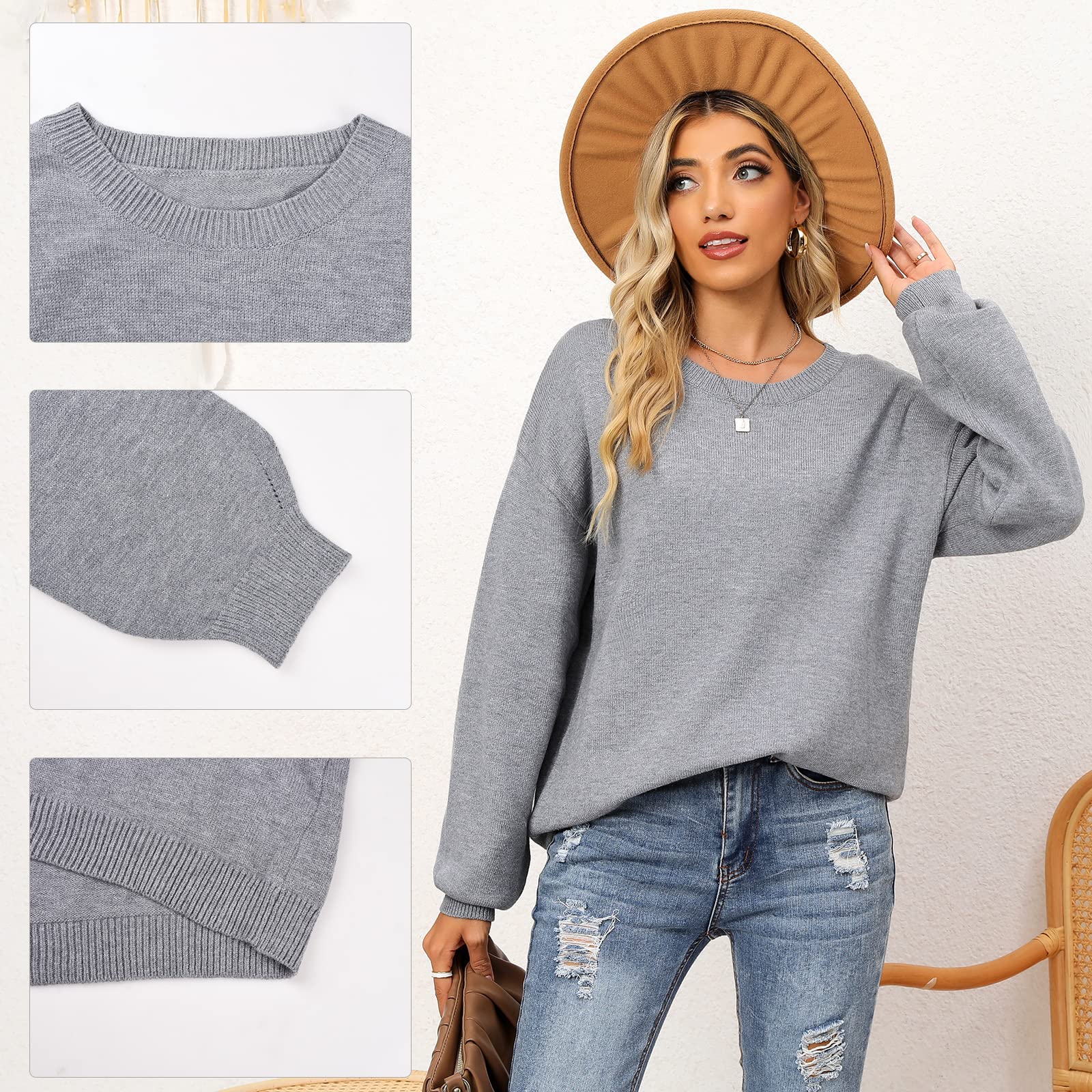 UMIPUBO Maglione Donna Chic Oversize Maglione a Maglia Colorblock Morbido Righe Pullover Casual Knitted Bluse Manica Lunga Moda Girocollo Tops Maglieria per Autunno Inverno Felpe Ragazza