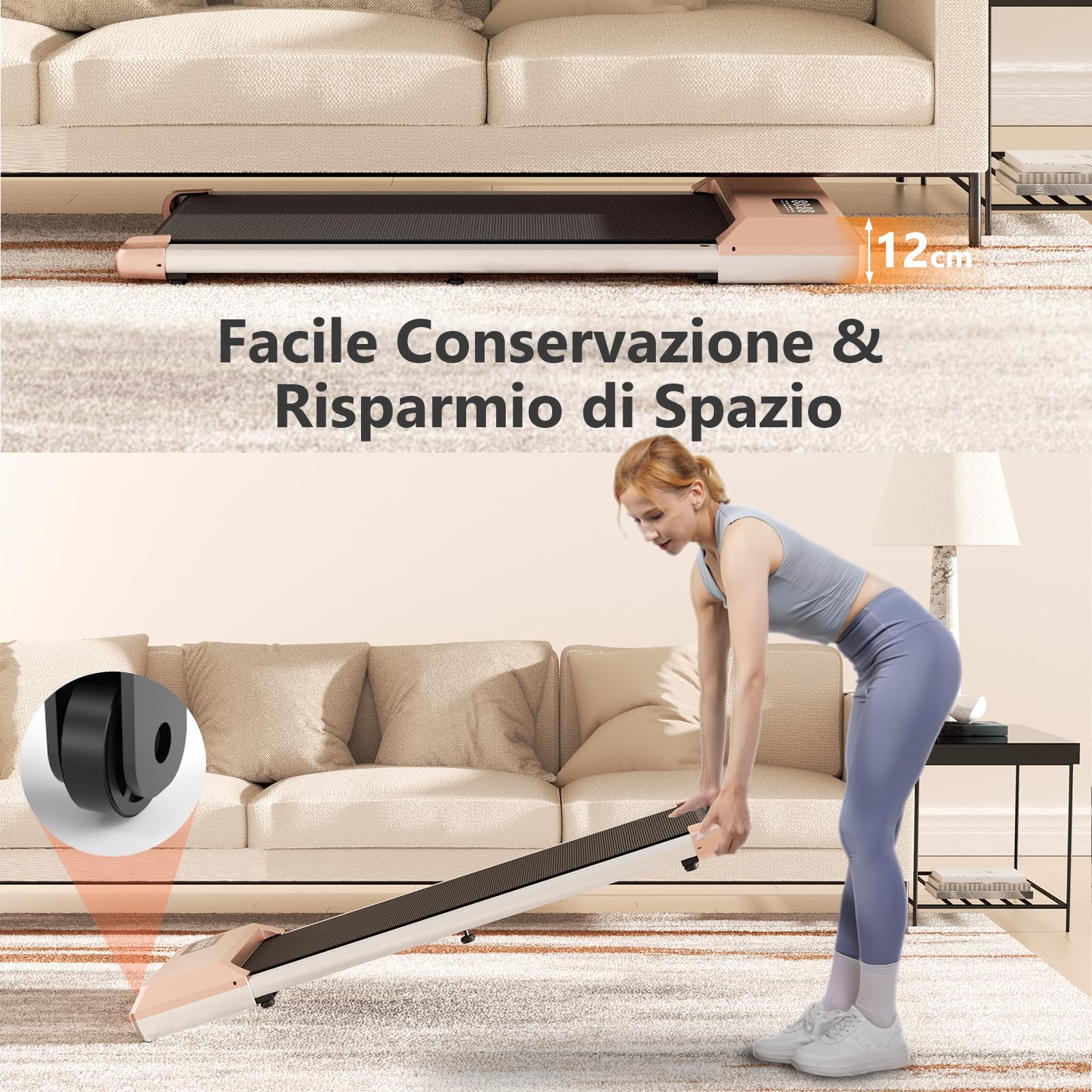 Superun Tapis Roulant Elettrico, Walking Pad 1-6KM/H Tapis Roulant Salvaspazio con Telecomando e Display LCD, Treadmill Capacità Massima 136 Kg, Installazione Gratuita…