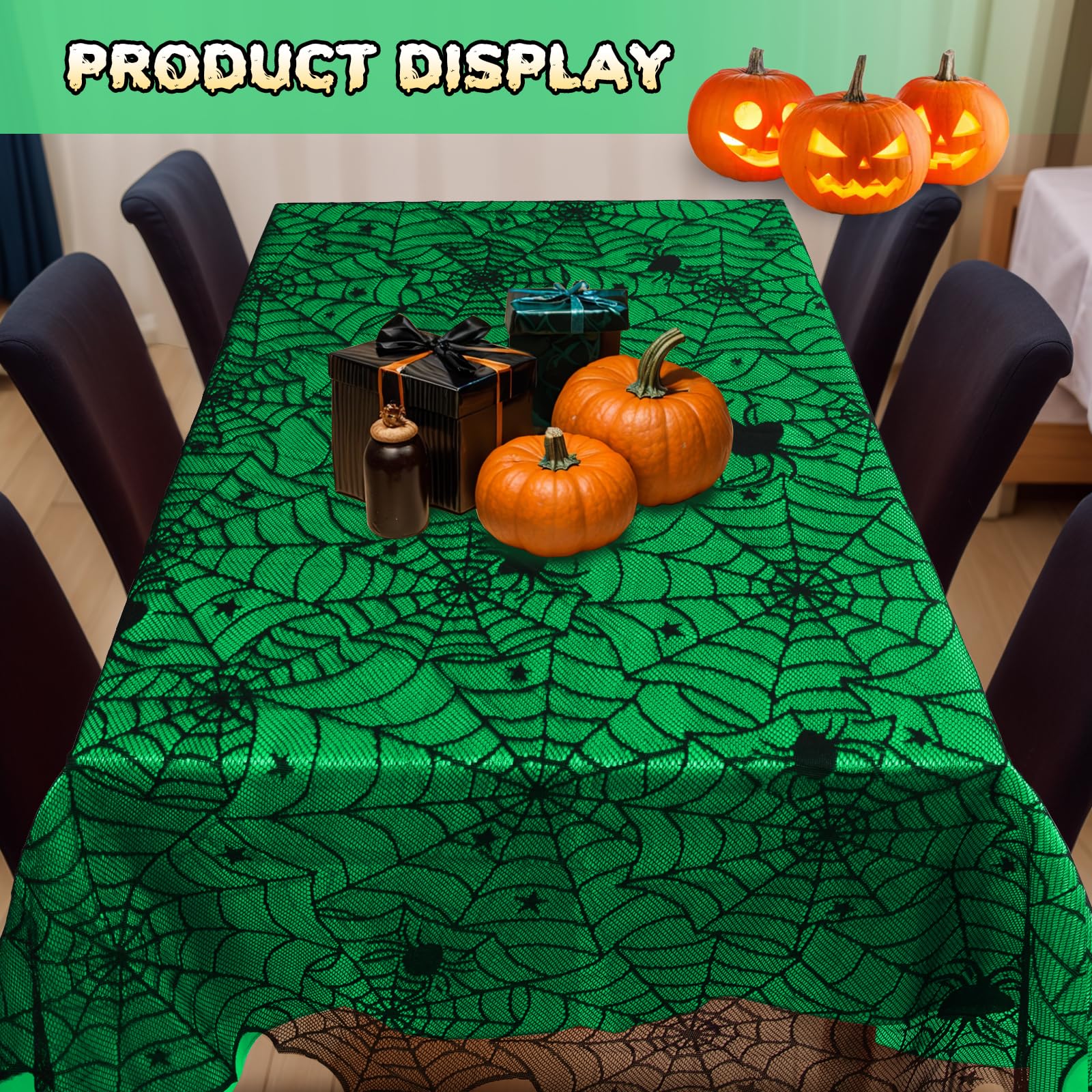 Chemin De Table Halloween Dentelle Noire Toiles D’Araignée – 45 Cm X 180 Cm, Décoration Table Effrayante Et Élégante