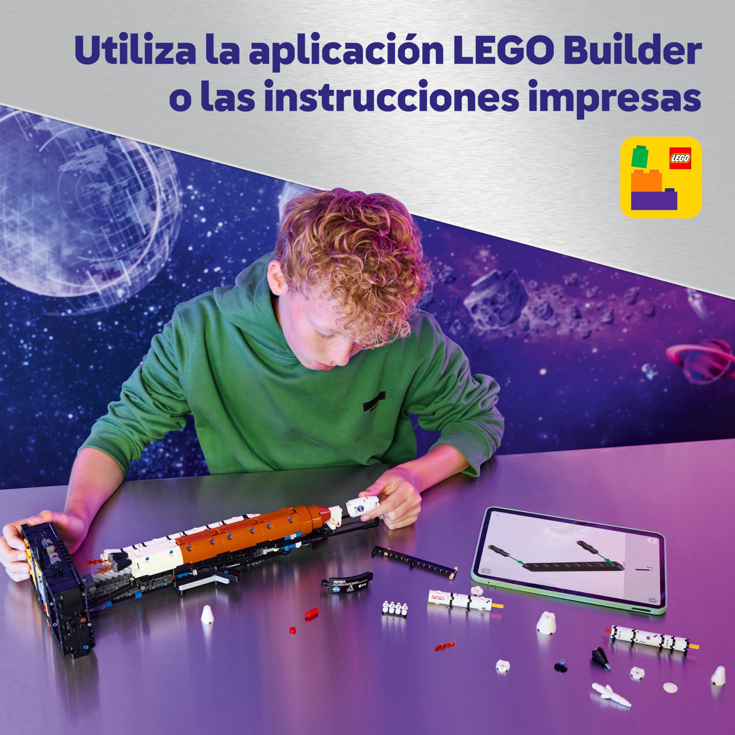 LEGO Technic Cohete del Sistema de Lanzamiento Espacial NASA Artemis - Cohete Espacial de Juguete con 4 Astronautas y Función de Propulsión - Regalo para Niños y Niñas de 9+ Años - 42221