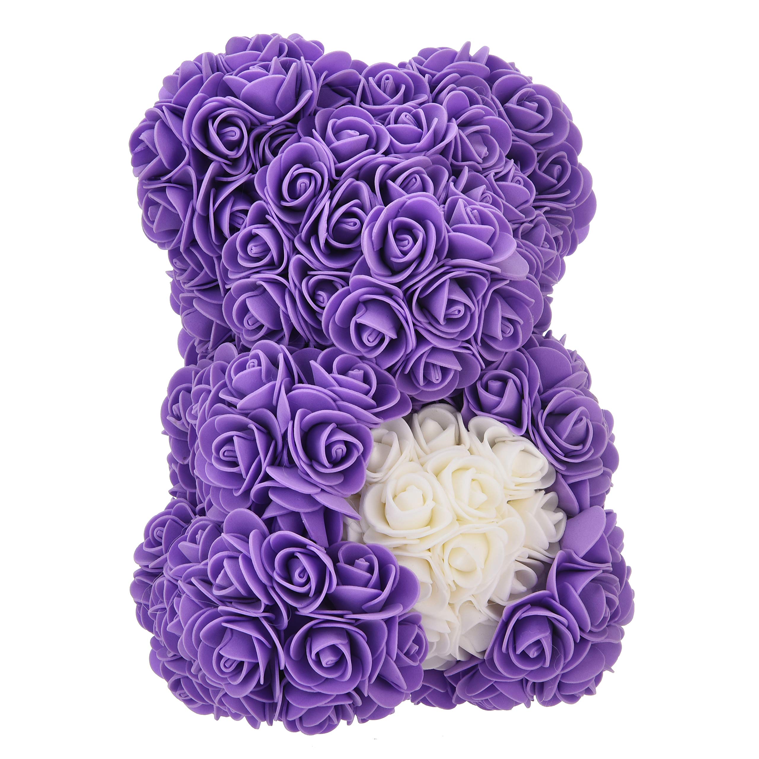 Rosen Teddybär In Geschenkbox - Handgemachter Blumenbär Aus Kunstrosen | 25cm | Romantisches Geschenk
