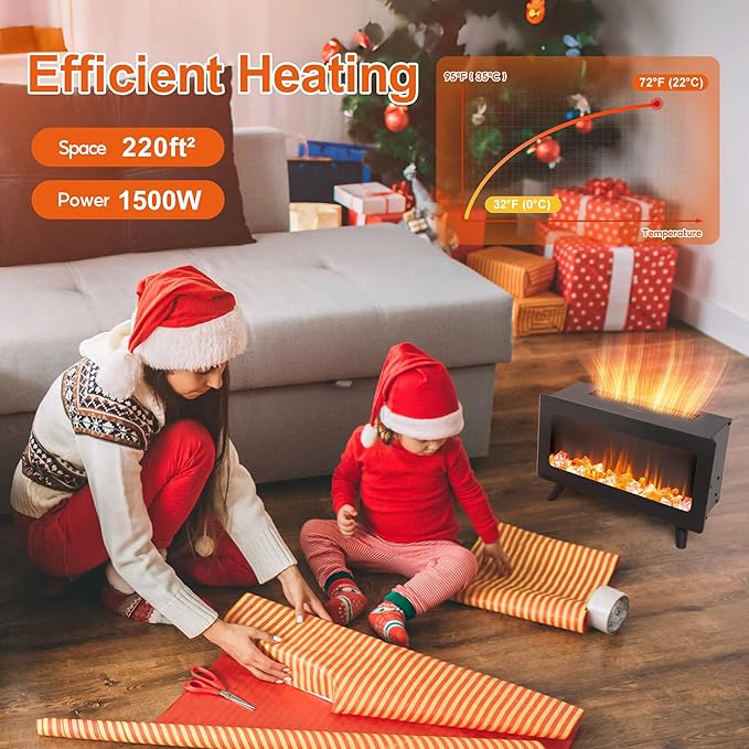 Chimenea Eléctrica Pequeña 16" con Calefactor y Llama 3D LED miniatura 7