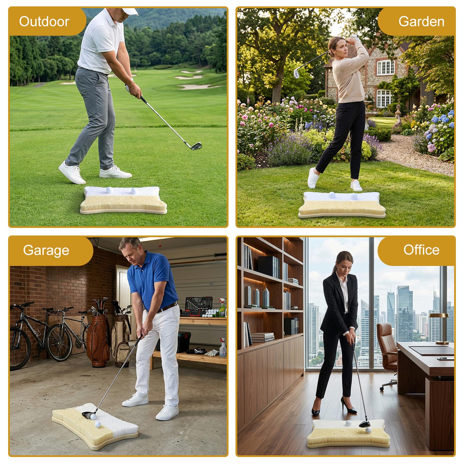48x30cm Golf-Bunker-Matte, Golf-Bunker-Übungsmatte mit doppeltem Sandbunker, strapazierfähige Golf-Schlagmatte zum Üben von Schwung, Schlag und Abschlag