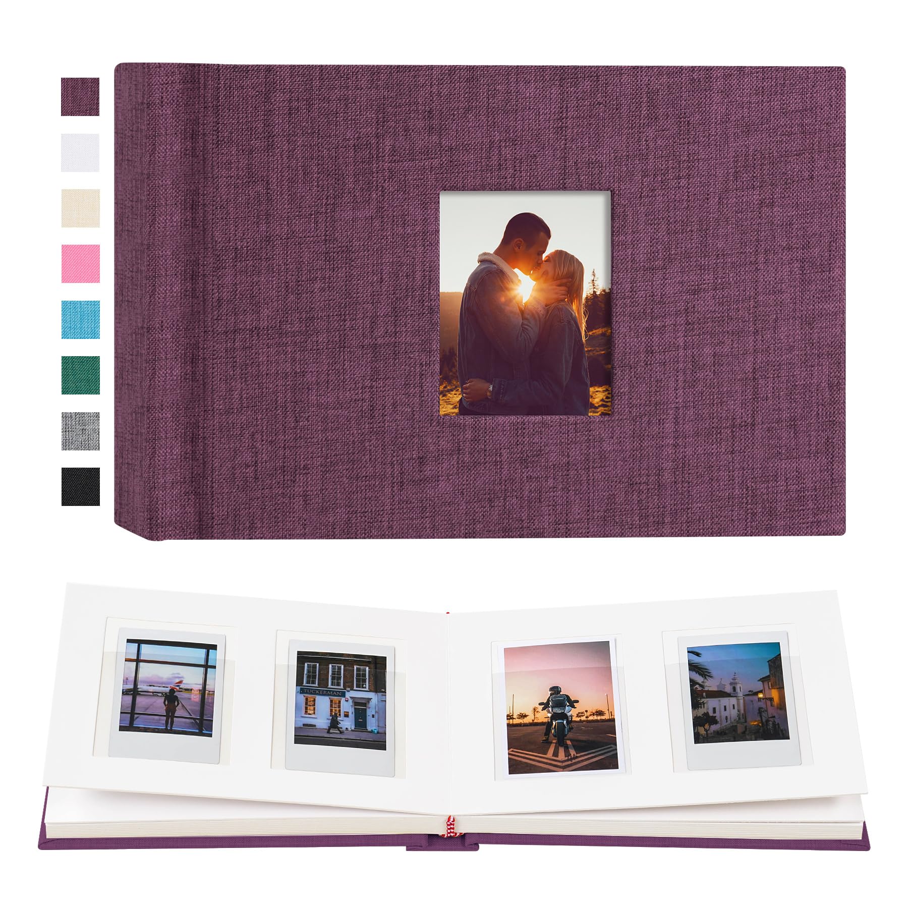 Rseozr Instax Mini Photo Album with Writing Space, 56 Pockets, Purple