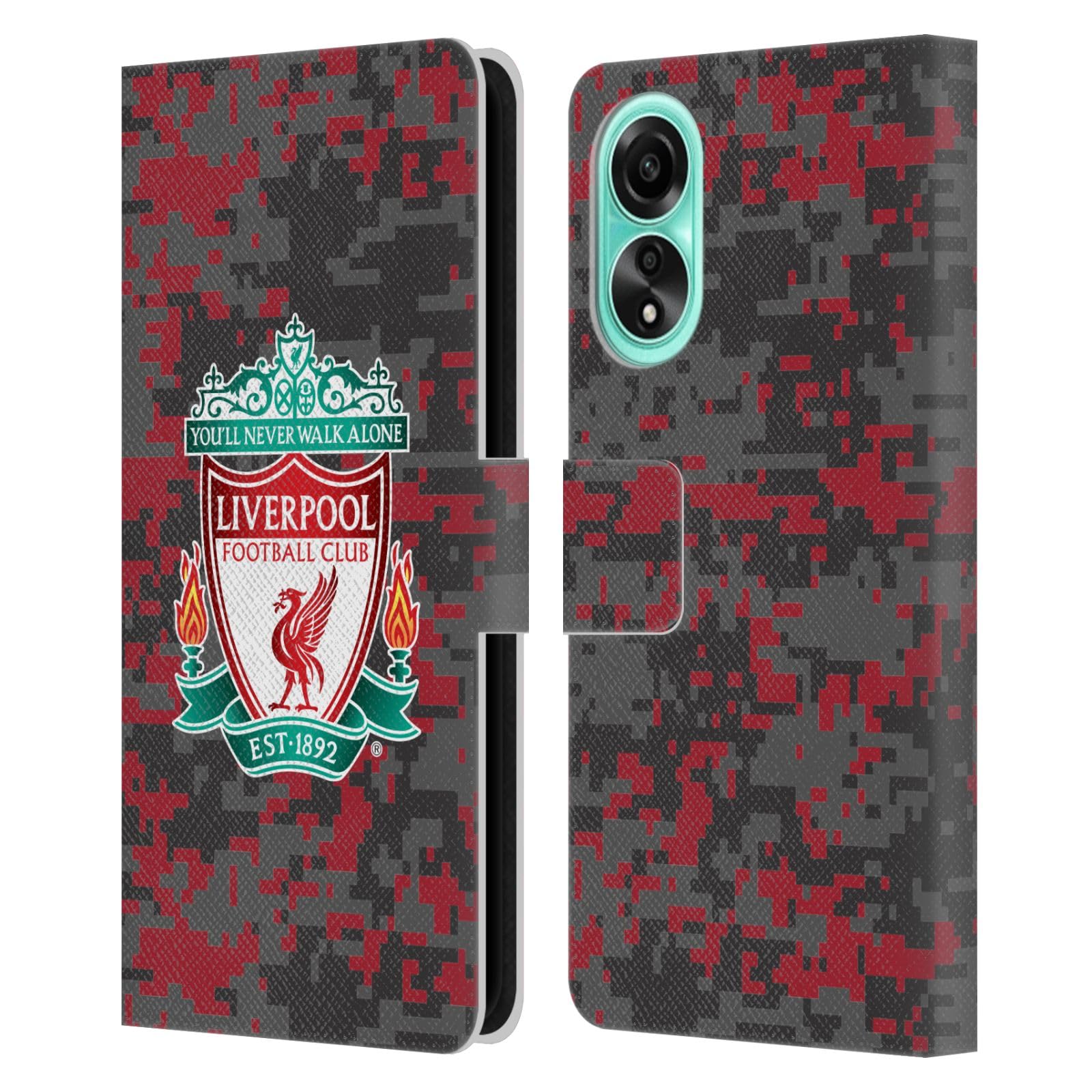 Head Case Designs Officially Licensed Liverpool Football Club Club Colours Crest Digital Camouflage Leather Wallet Case Compatible With Oppo A78 4G