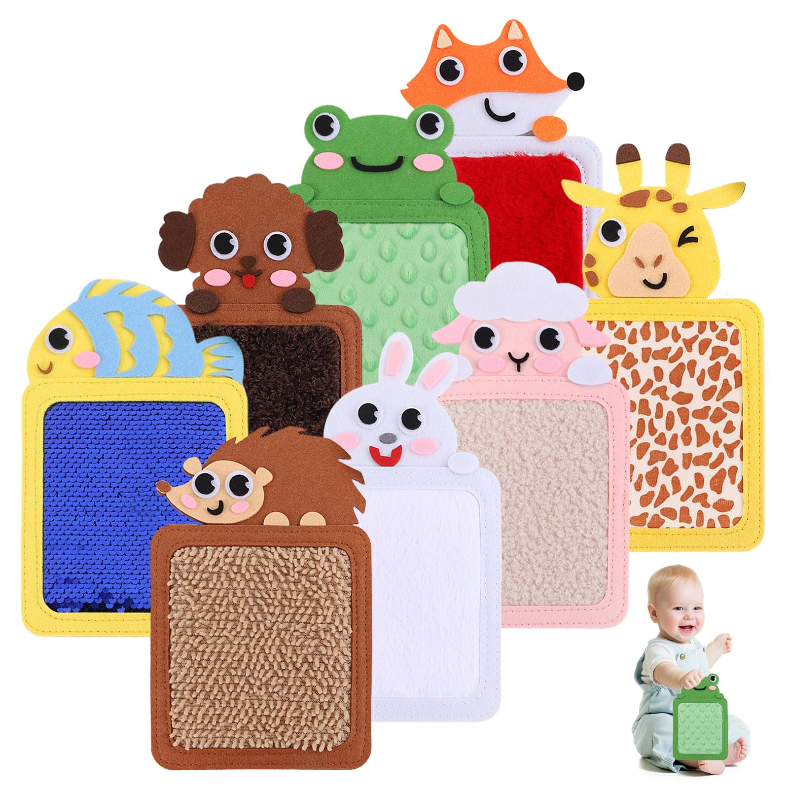 Sensory Mats Sensory Tiles 8-Pack Sensory Mat Sensory Wall Panel Sensory Mats for Autistic Children Comfortable Soft Touch Animal-Shaped Sensory Mats for Children's Mood Relief Sensory Equipment