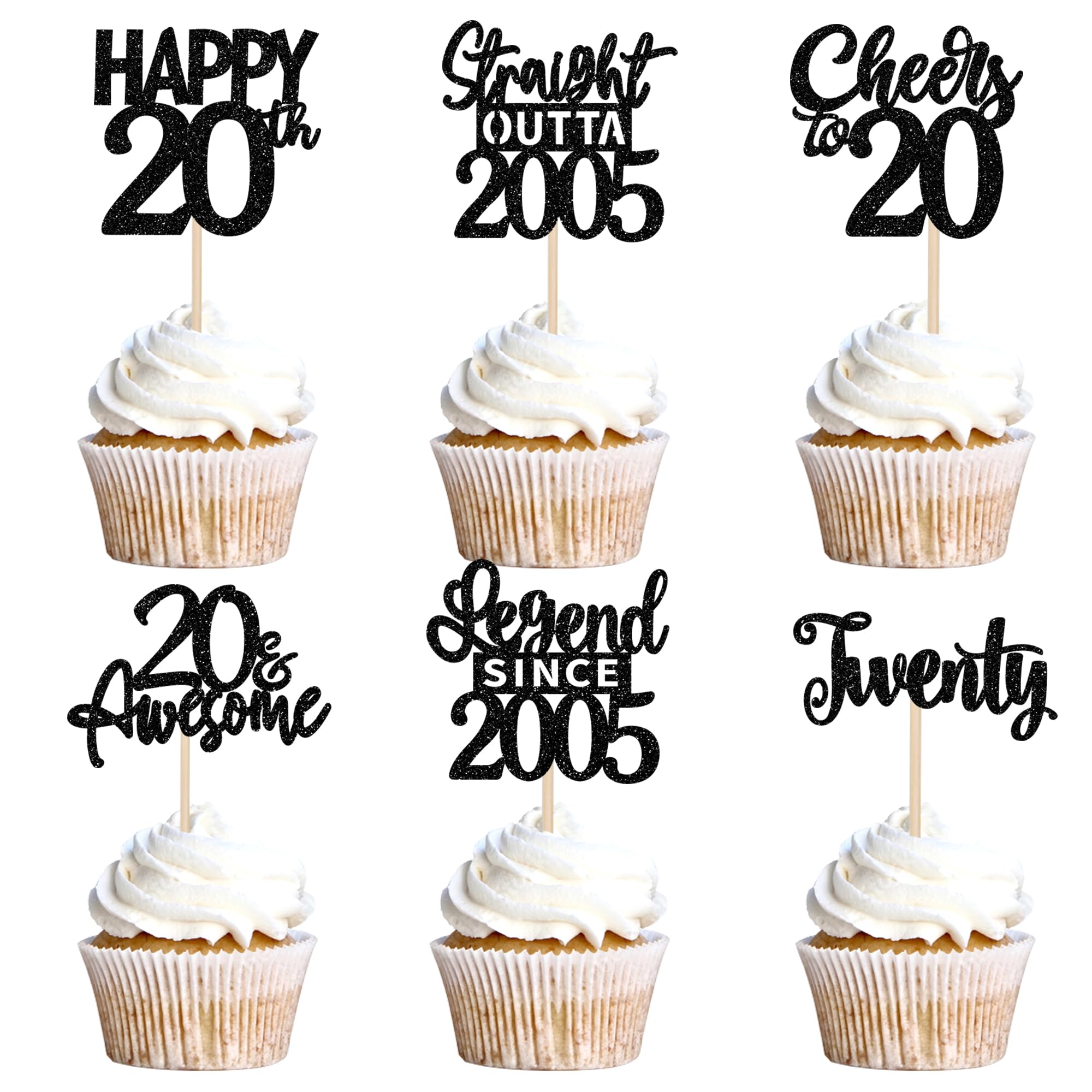 Décorations Pour Cupcakes 20e Anniversaire | Bonjour 20 Thème