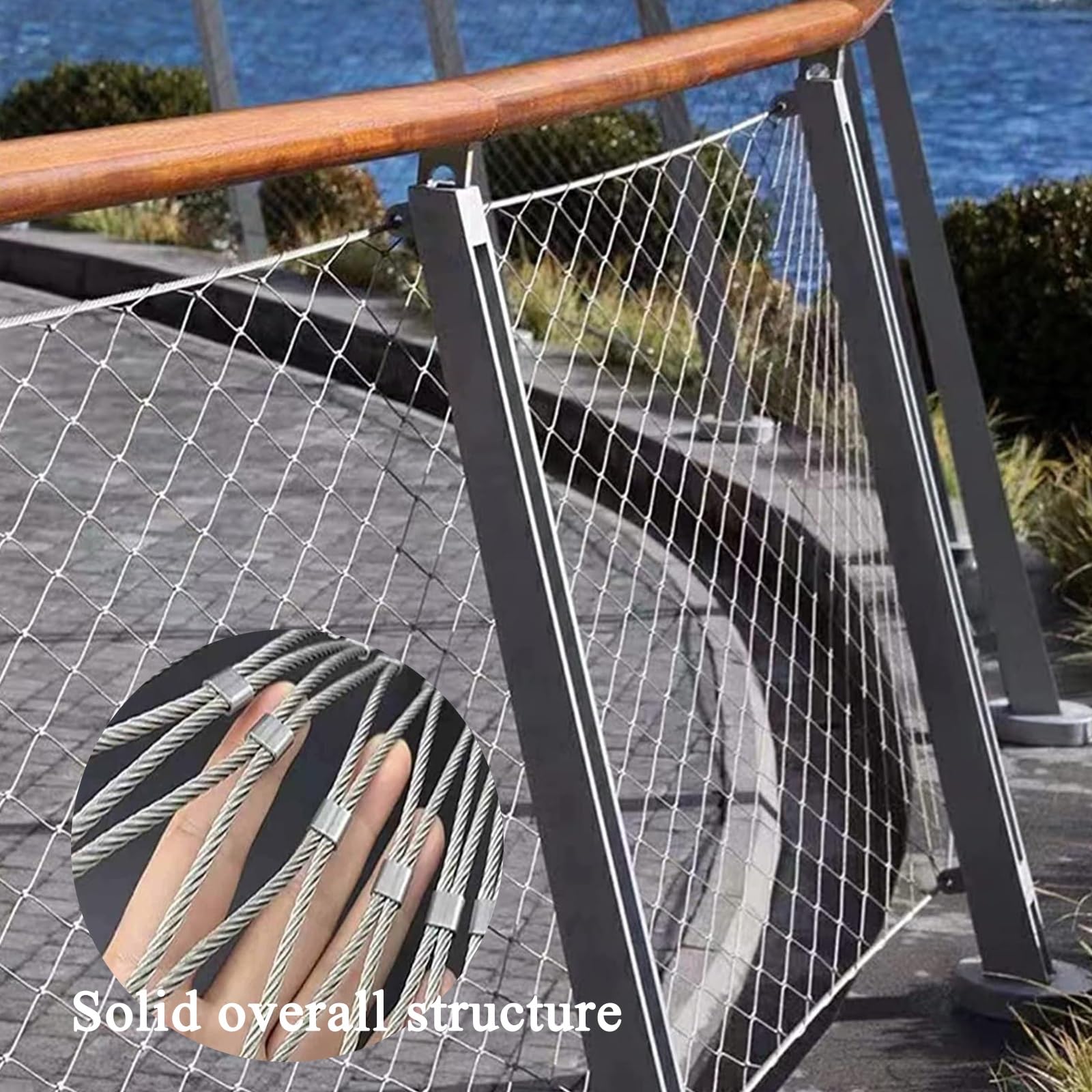 Rete Paramacchie In Acciaio Inox 304 - Maglia 10 Cm - H1.5 X L30m - Anticaduta Per Scale, Finestre E Giardino - Flessibile E Resistente - 3