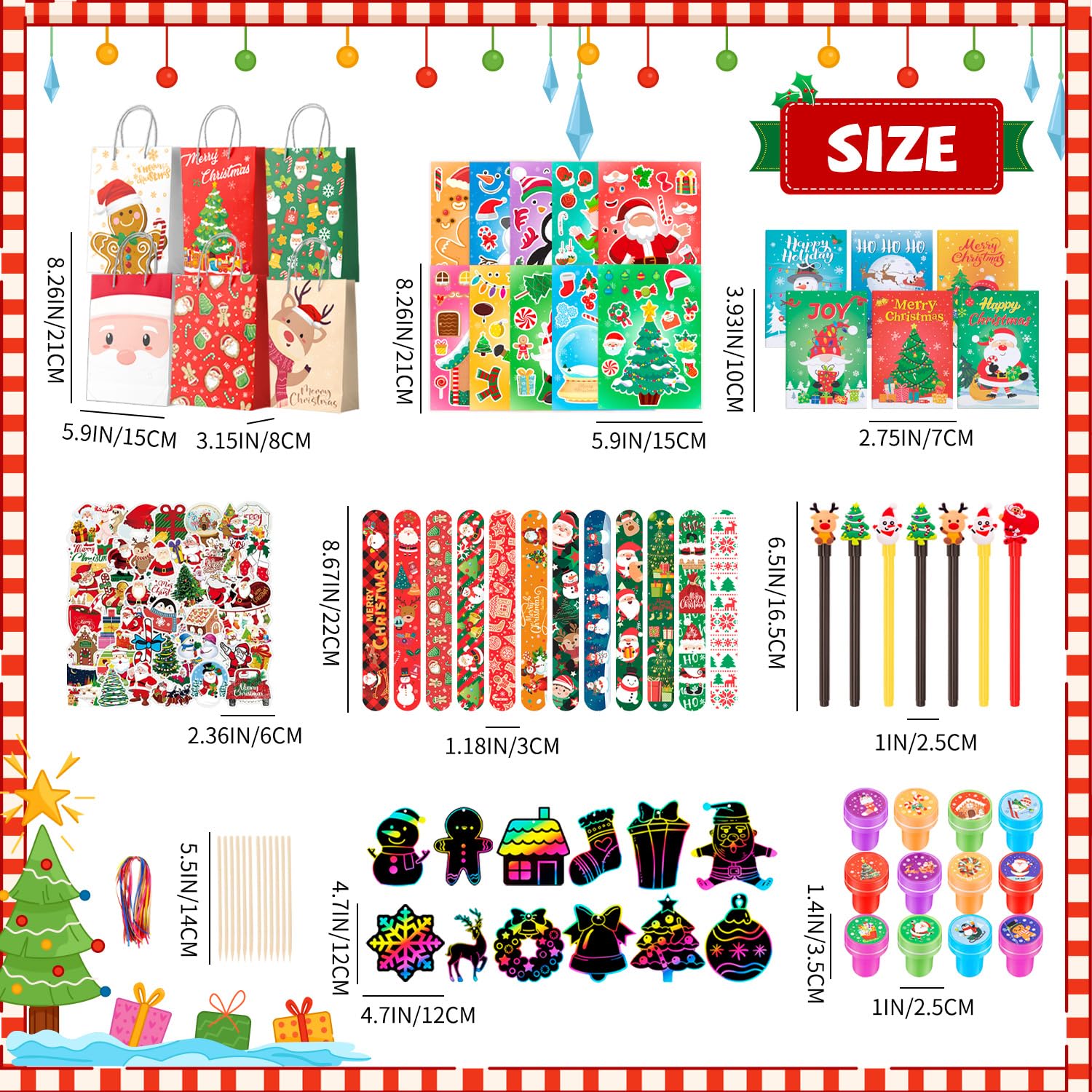 Lot de 134 cadeaux de Noël, décoration de Noël pour enfants