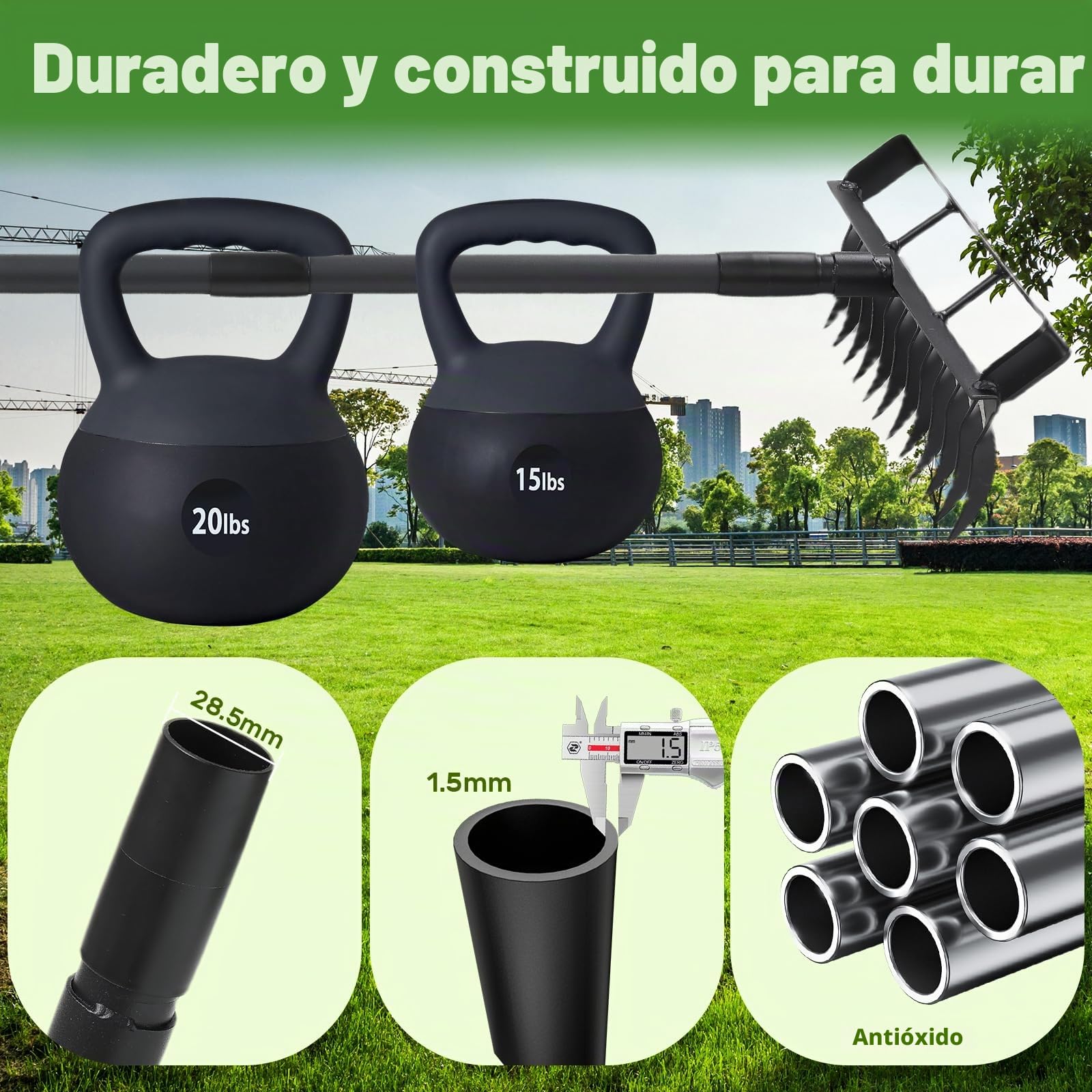Herramienta de jardín azada 2 en 1, cultivadores de 12 dientes para jardinería, herramienta extractora de malas hierbas con mango largo de 193 cm para jardinería, deshierbe, siembra, excavación