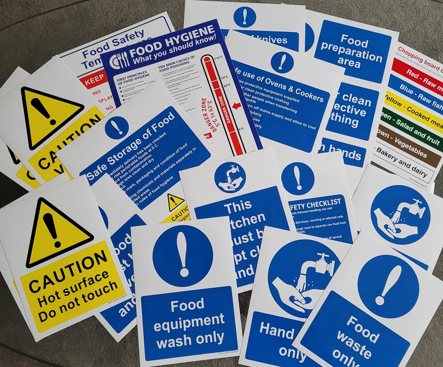 2 Cartelli Sicurezza Cucina Adesivi A5 (150x200 Mm) - Poster Norme Igieniche In Inglese Per Ristoranti E Locali