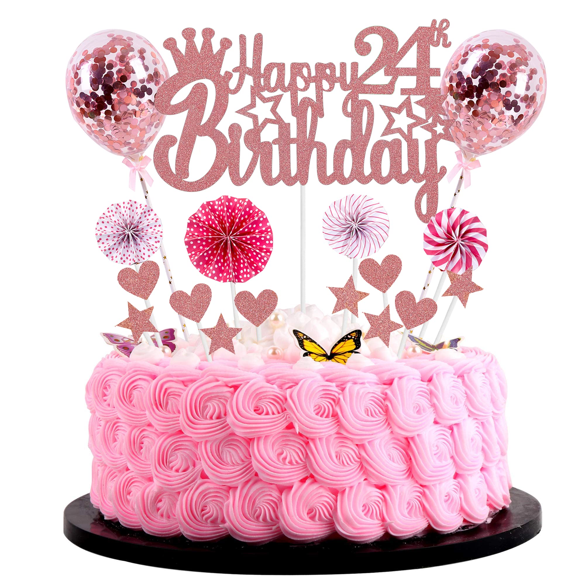 Guoguonb Decorazione per torta nera Happy 33th Birthday 33 anni da uomo e da donna, decorazione