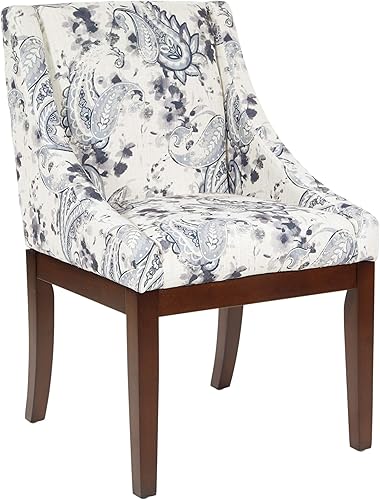 OSP Home Furnishings Monarch - Silla de comedor con diseño de respaldo de ala, acolchado grueso y patas de madera con acabado espresso sólido, tela