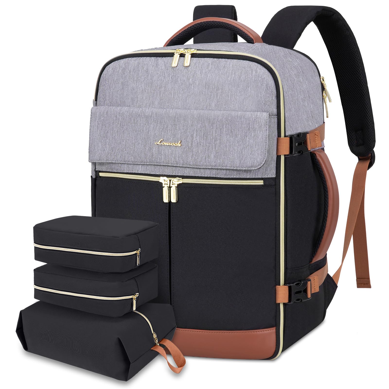 LOVEVOOK 40L Large Travel Backpack for Women, Flight Approved, Waterproof, TSA Compliant, Fits 17.3'' Laptop, 17 Pockets, 3 Packing Cubes