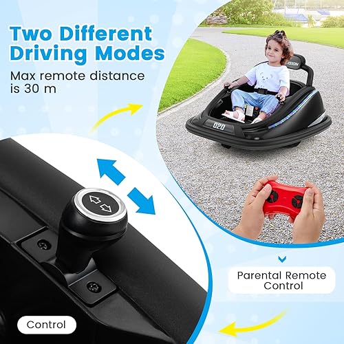 Miniatura 3 de OLAKIDS Auto de parachoques para niños pequeños, juguete eléctrico de 12 V con control remoto, batería para bebé, rotación de giro de 360 grados,