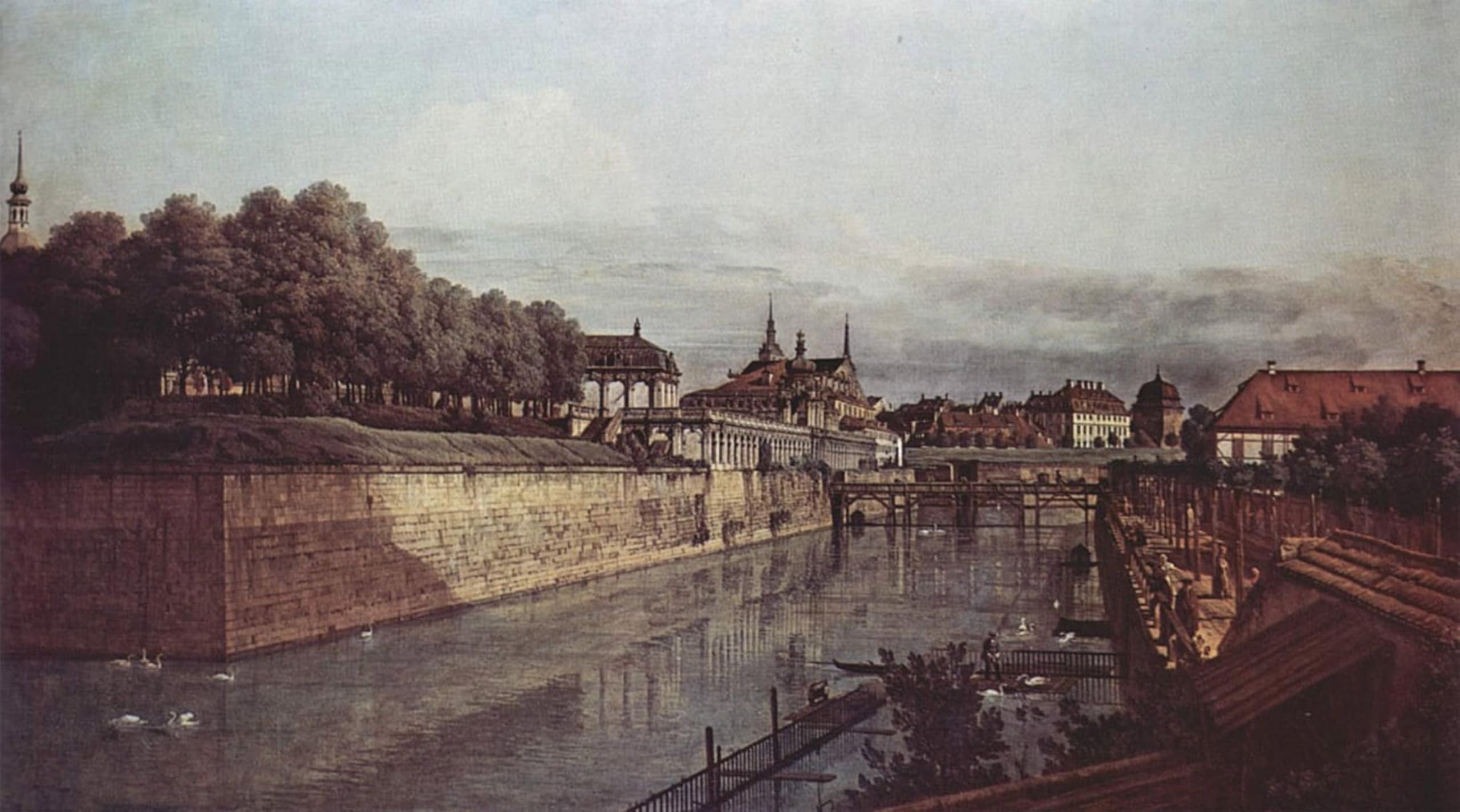 SERENDIPITP Vintage Wall Art Canvas Nordic Poster Canvas Print Picture Seen View of Dresden the Old Moat of the Kennel From the Orangery to the City by Bernardo Bellotto for Home Decor 60x90cm