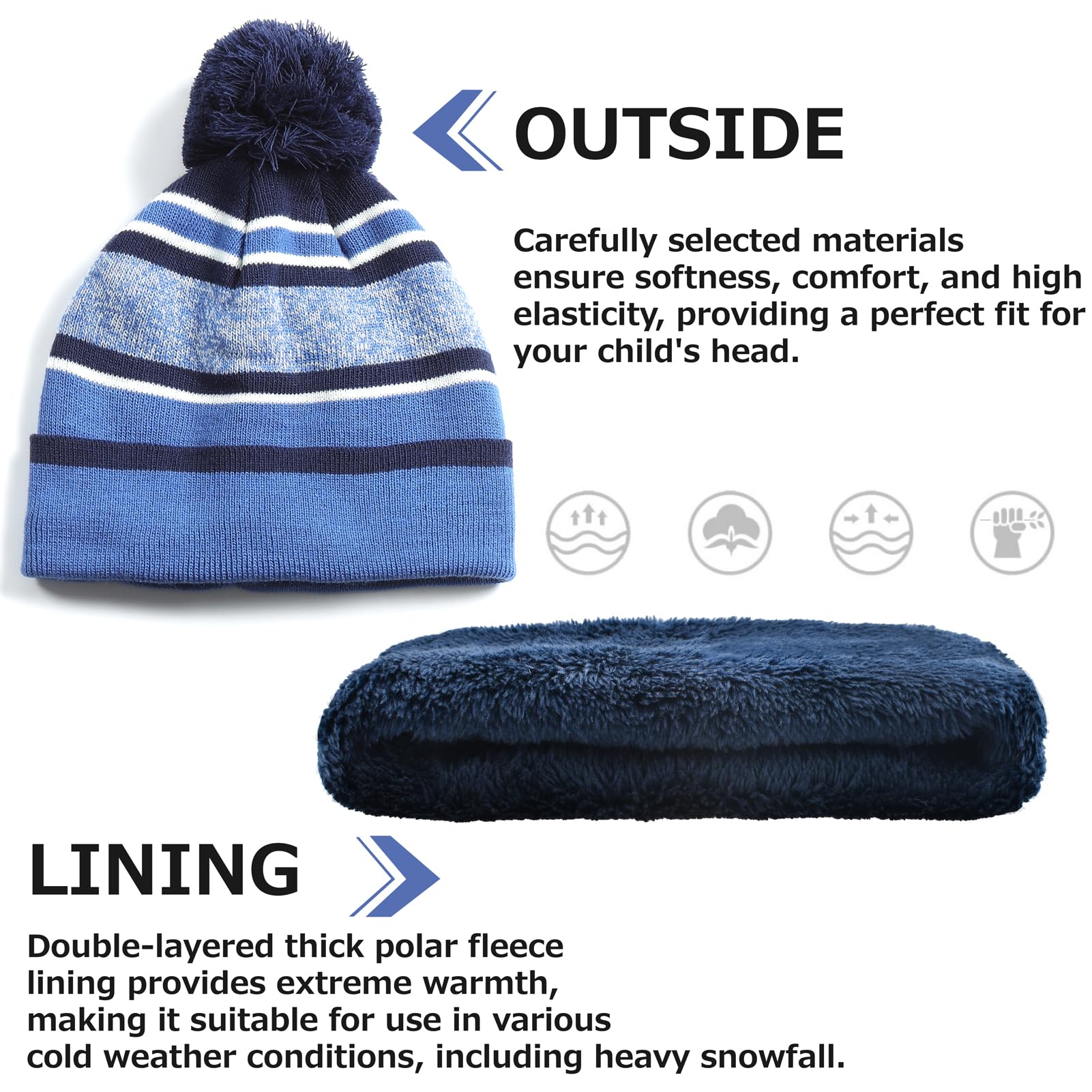 Azarxis Guanti da Sci Bimbo Guanti da Neve Bimba Guanti Sci Bambina Guanti Termici Bambino Guanti Invernali per Bambini (05 Set Invernale - Blu, 3-7 anni)