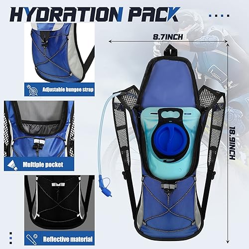 Miniatura 3 de Paquete de 3 mochilas de hidratación con bolsa de agua de 2 litros, paquete de hidratación con vejiga de hidratación, senderismo, correr, ciclismo,