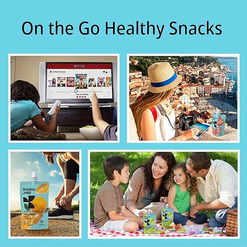 Miniatura 7 de Hethstia Konjac Jelly - Péptidos de colágeno de varios sabores  Lichi, uva verde, fresa y naranja  Bajo en calorías, sin azúcar, keto, sin gluten,