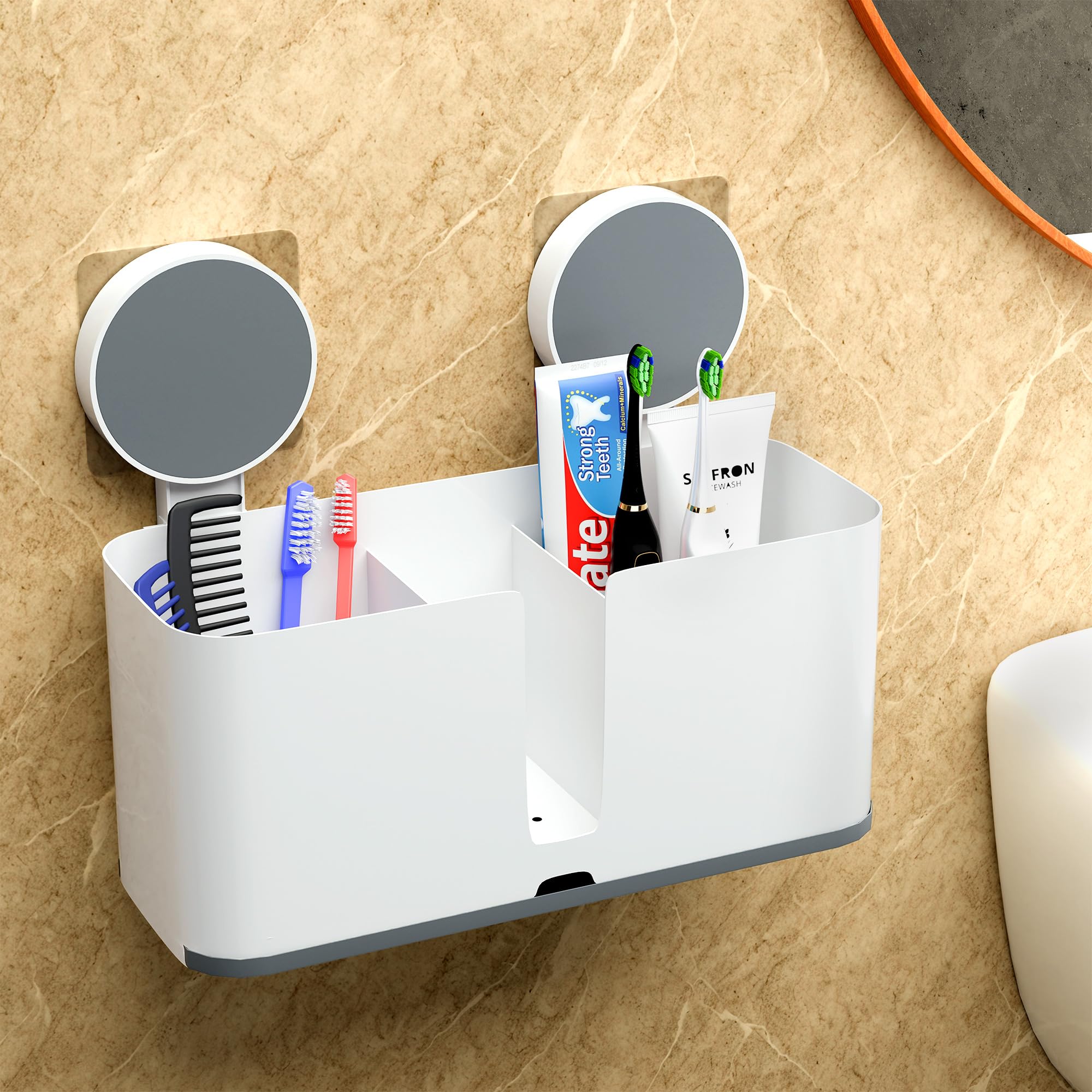 Toothpaste & Brush Holders - Wall Mounted Organizer -11