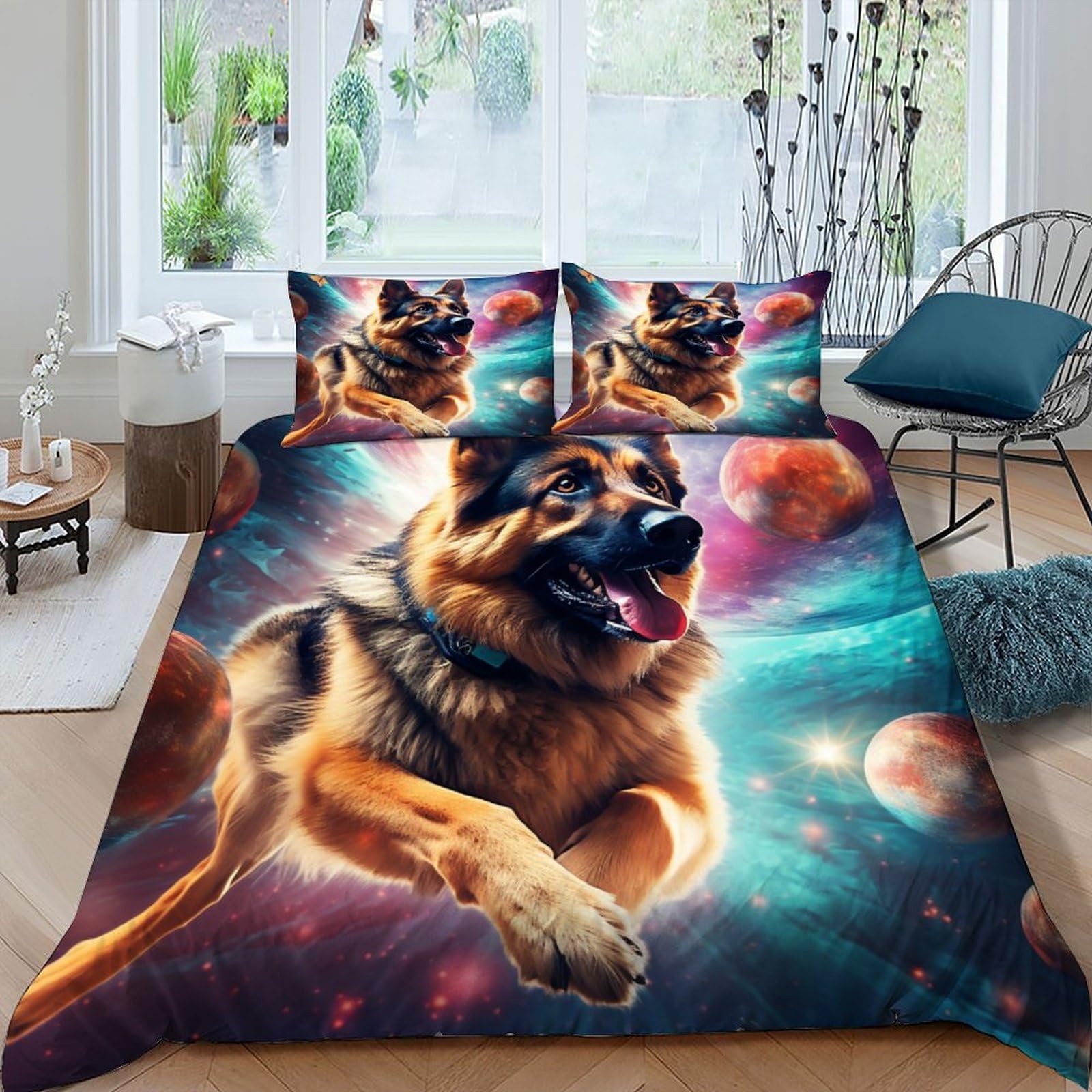 Parure de couette animal Space Dog pour décorer une chambre d'enfant ou d'adulte