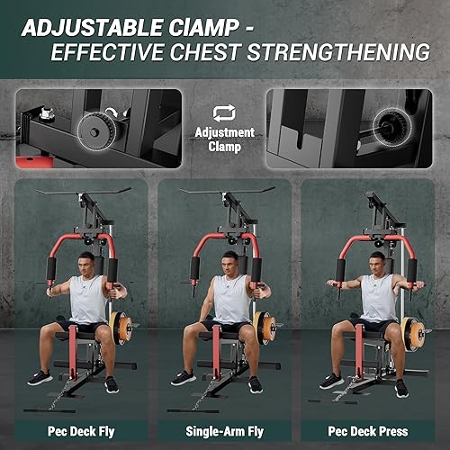 Miniatura 3 de Equipo multifuncional de gimnasio en casa - Estación de entrenamiento todo en uno de capacidad de 300 libras con sistema de polea de cable, tracción