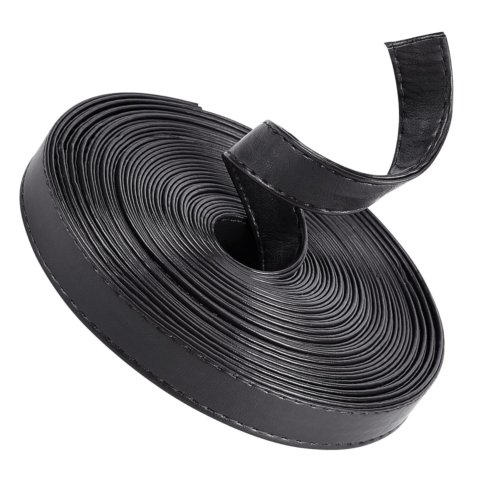 GORGECRAFT 5M Long Double Sided Leather Strips 15MM Wide Shoulder Bag Leather Strap Roll Black Smooth Leather String Flat Cord for Diy Crafts Clothing Making Handles Pet Collars Traction Ropes Belt