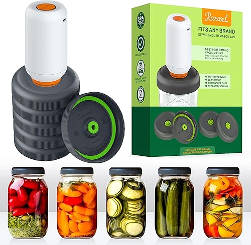 ROHOSEL Tapas de fermentación  Kit de fermentación  Kit de ahorro de vacío de alimentos para tarro Mason de boca ancha con sellador al vacío