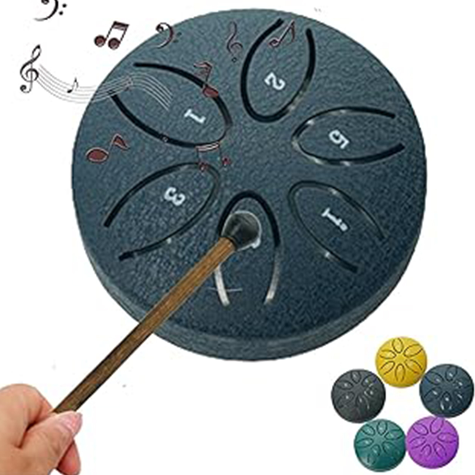 Tambour De Pluie ZODELOW 8 Notes - Instrument Percussion Acier 15,2 Cm, Relaxation, Sac Inclus