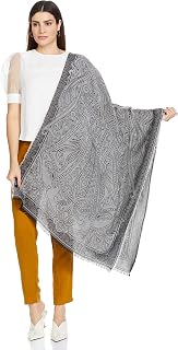 Pashtush Women's Paisley Design, Soft Bamboo Scarf, Black and Grey Price In India