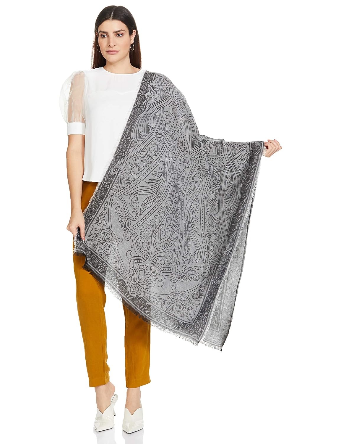 Pashtush Women's Paisley Design, Soft Bamboo Scarf, Black and Grey - Review, Price and Buying Guide