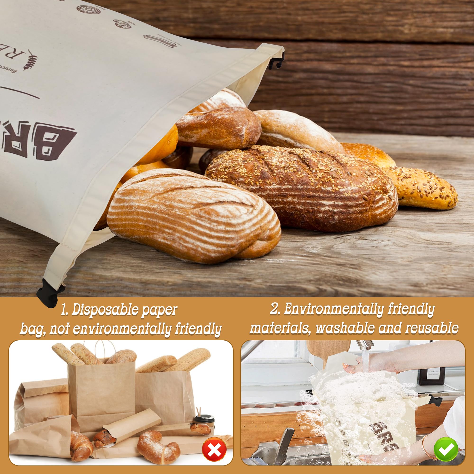 beifon 2 Stck Brotbeutel Aufbewahrung Frischhalten, 32x42cm  Wiederverwendbar Brotsack fr Groes und Frisch Gebackenes Brot, Brottasche  aus TPU+Baumwolle Gefriersicher Brottten Aufbewahrungsbeutel : Amazon.de:  Kche, Haushalt & Wohnen
