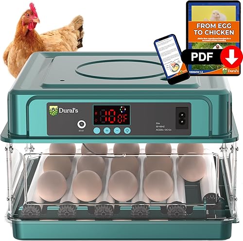 Dural's Incubadora de huevos para incubar huevos Certificación RoHS Incubadora con temperatura automática y giro de huevos Manual + libro