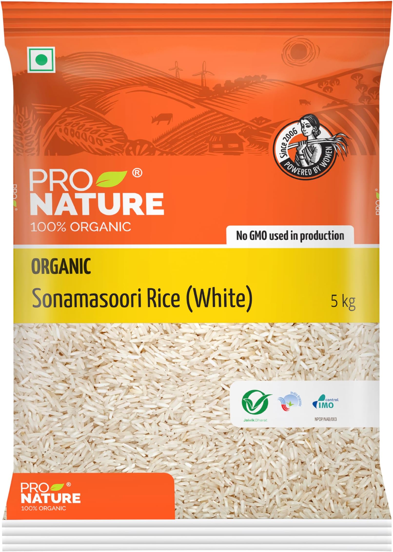 - 100% Organic Sonamasoori Rice - 5kg | Unpolished & Naturally Processed Aromatic Rice | High Iron & Protien | Soft & Fluffy Texture | Ideal for Daily Cooking | Pack of 1