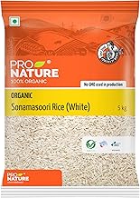 Pro Nature 100% Organic Sonamasoori Rice - 5kg | Unpolished & Naturally Processed Aromatic Rice | High Iron & Protien | Soft & Fluffy Texture | Ideal for Daily Cooking | Pack of 1