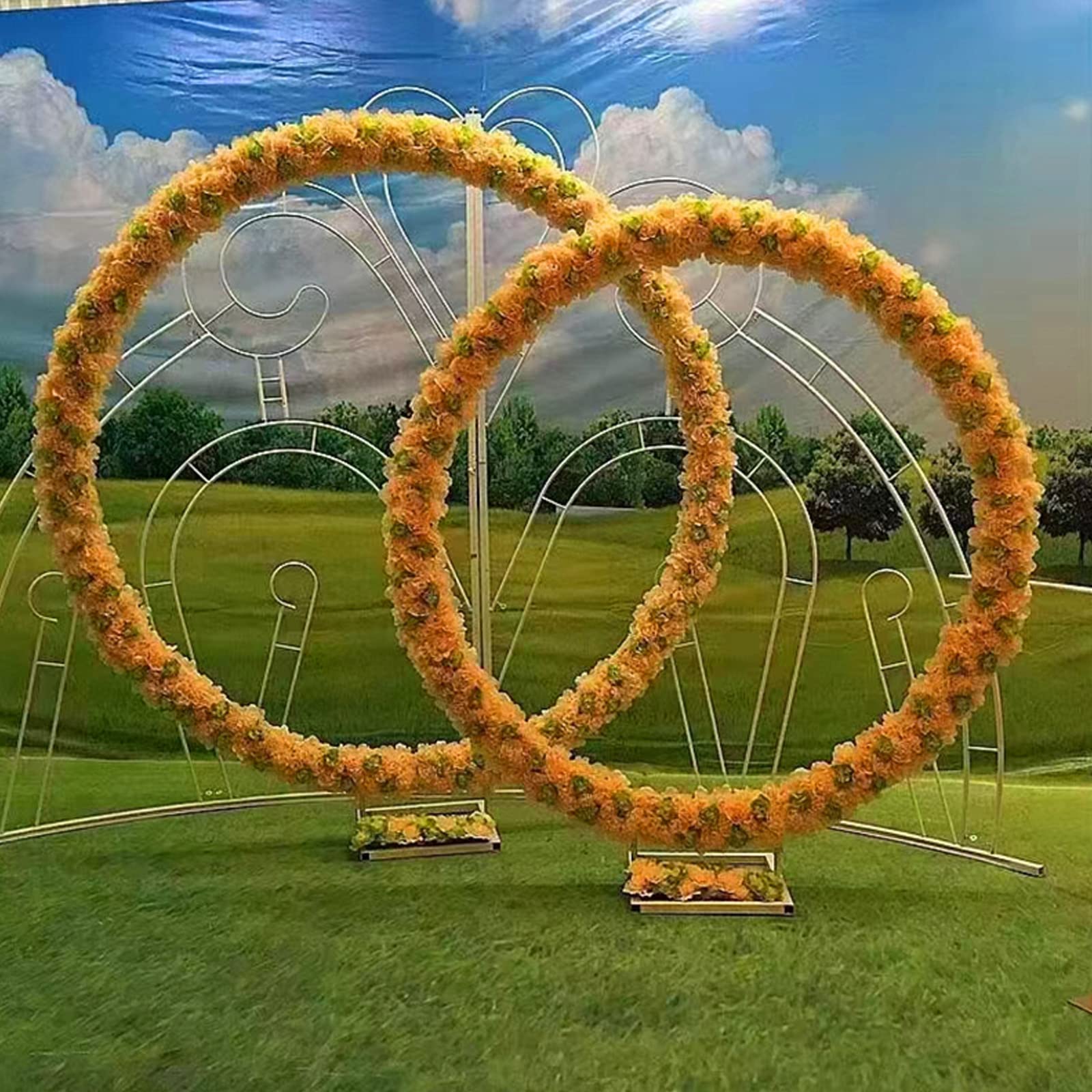 Rundes Ballonbogen-Set, 1,5 m, schwarzer Metall-Hochzeitsbogen, Schmiedeeisen, Kreis-Hintergrundständer für Partydekorationen im Freien, perfekt für Hochzeiten und Veranstaltungen